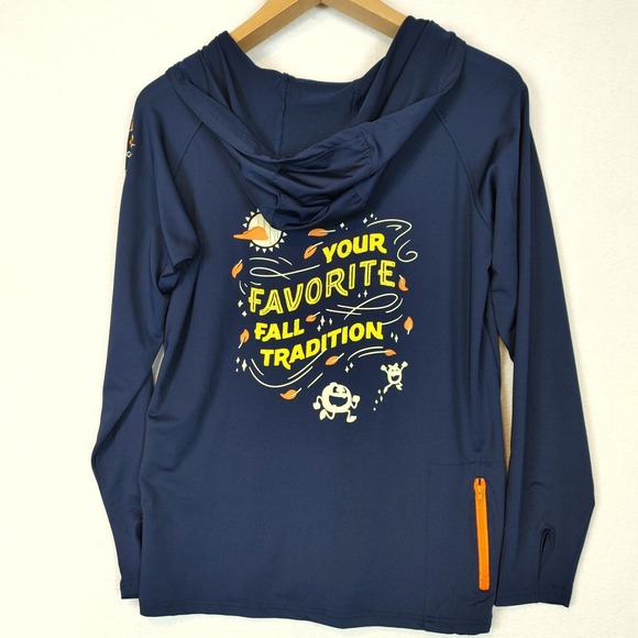 Halloween Jack O Lantern Unisex Long Sleeve Zip Pumpkin Hoodie Blue Size Medium‎ - Picture 4 of 7
